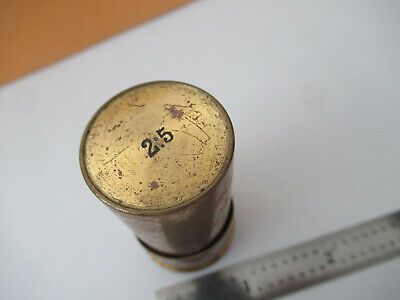 CARL ZEISS JENA 2.5mm EMPTY BRASS OBJECTIVE CAN MICROSCOPE AS PICTURED &F5-A-103