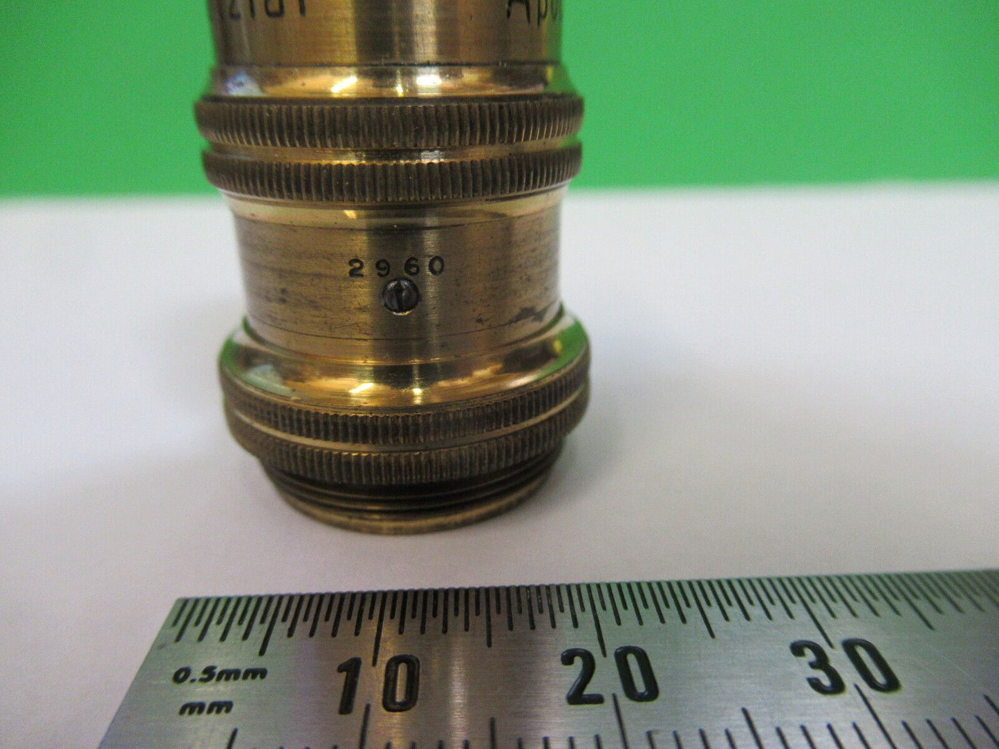 ANTIQUE BRASS ERNST LEITZ POL APO OBJECTIVE MICROSCOPE PART AS PICTURED #R6-A-71