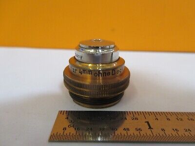 ANTIQUE ERNST LEITZ WETZLAR OBJECTIVE 4mm MICROSCOPE PART AS PICTURED &A3-B-84