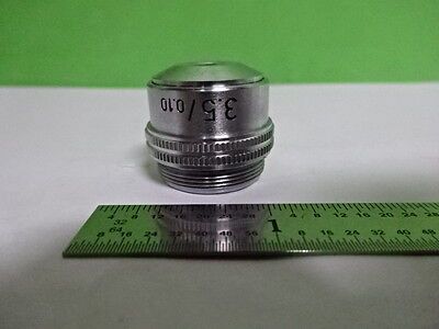 MICROSCOPE PART OBJECTIVE LEITZ WETZLAR GERMANY 3.5X OPTICS AS IS B#4-DT-A-4