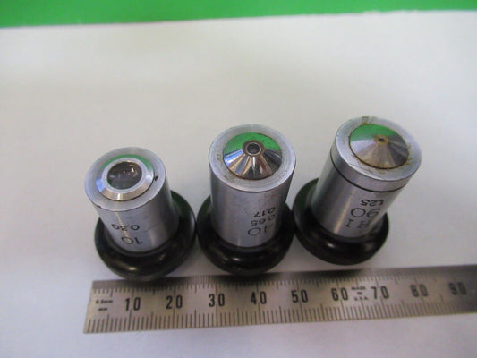 LOT 3 ea OBJECTIVES TIYODA JAPAN SET MICROSCOPE PART AS PICTURED &S2-C-84