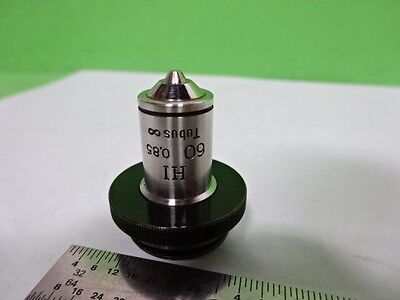 MICROSCOPE PART OBJECTIVE CARL ZEISS GERMANY HI 60X OPTICS AS IS #AE-25