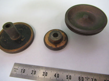 ANTIQUE BRASS BAUSCH LOMB SET OF KNOBS MICROSCOPE PART AS PICTURED #z1-a-201