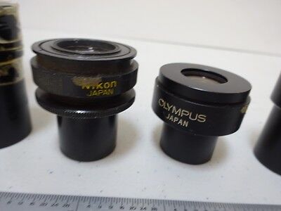 MICROSCOPE PART LOT EYEPIECES OLYMPUS NIKON OPTICS AS IS BIN#N8-H-10