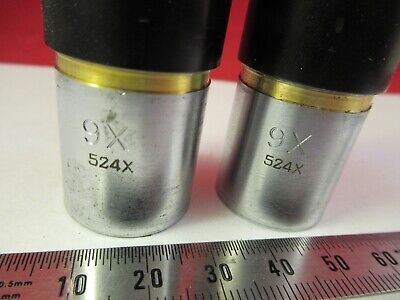 ANTIQUE AO SPENCER AMERICAN PAIR EYEPIECES 9X OPTICS MICROSCOPE PART &8-A-09