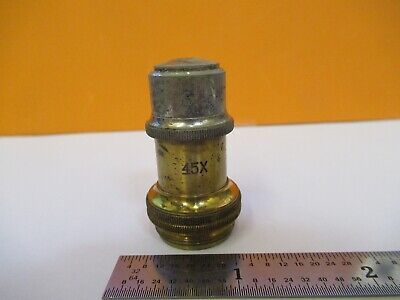 OBJECTIVE ANTIQUE BRASS LEITZ 45X OPTICS MICROSCOPE PART AS PICTURED &G1-A-76