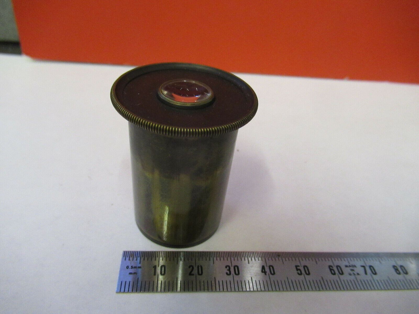 ANTIQUE BRASS UK EYEPIECE RARE LENS OPTICS MICROSCOPE PART AS PICTURED B3-B-15A