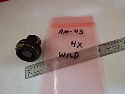 MICROSCOPE PART WILD HEERBRUGG 4X SWISS OBJECTIVE OPTICS AS IS #AM-44