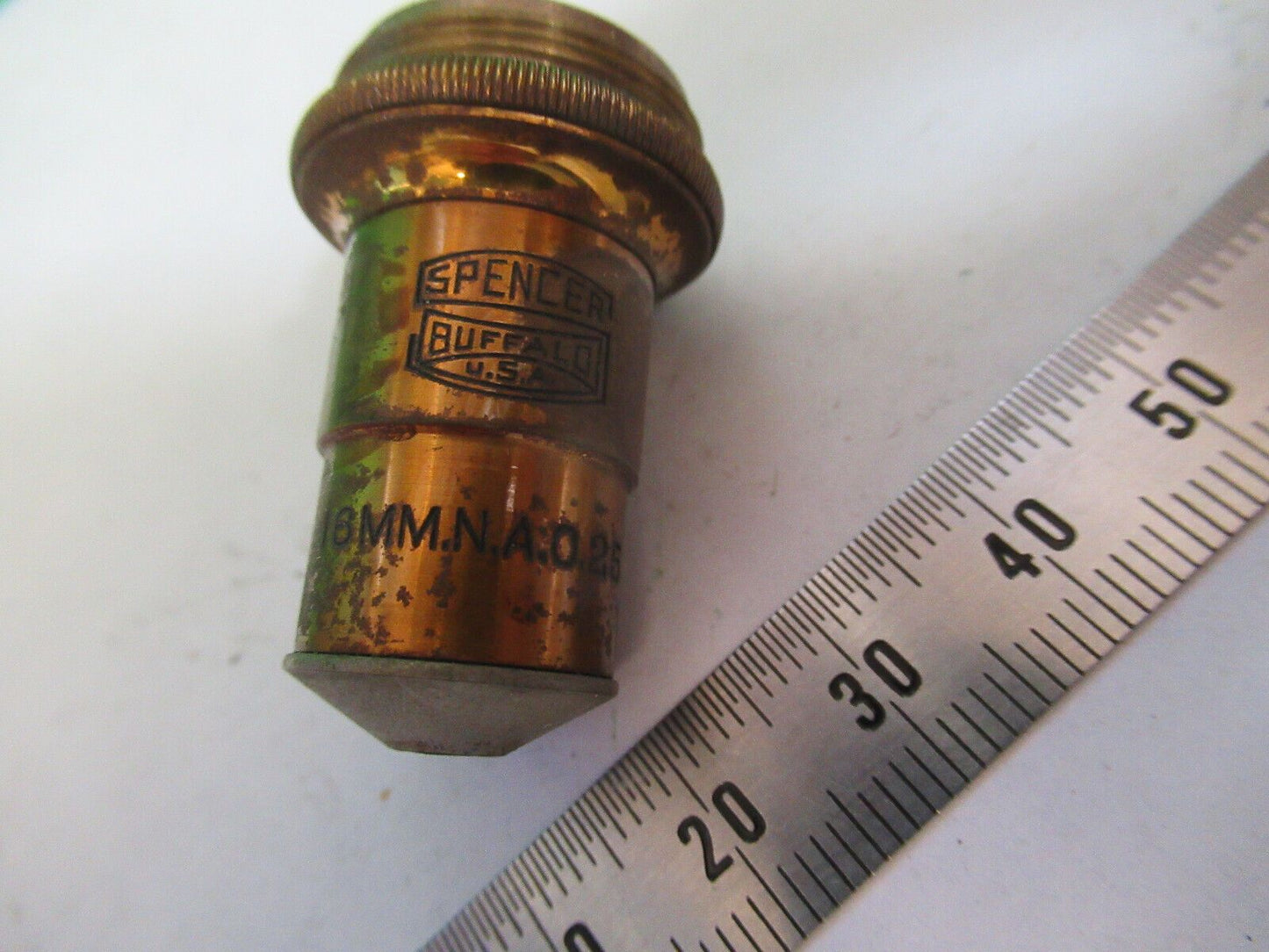 ANTIQUE BRASS SPENCER OBJECTIVE LENS OPTICS MICROSCOPE PART AS PICTURED Z1-A-136