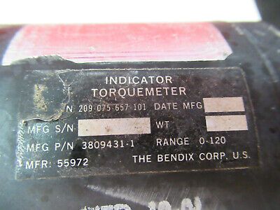 AIRCRAFT BELL INDICATOR TORQUEMETER 209-075-657-101  AS PICTURED &C1-A-23