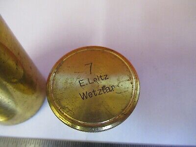 ANTIQUE BRASS EMPTY OBJECTIVE CAN E. LEITZ "7" MICROSCOPE PART AS PIC &Q1-A-62