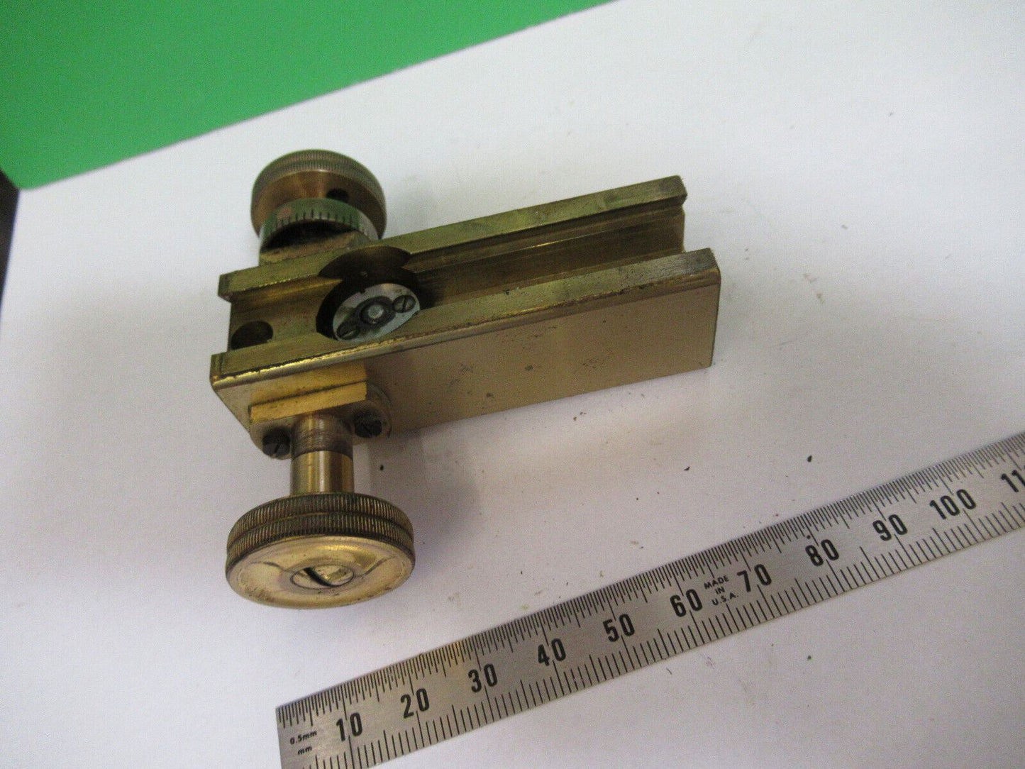 ANTIQUE MICROSCOPE PART LEITZ GERMANY BRASS FINE STAGE  AS PICTURED &Z9-A-191