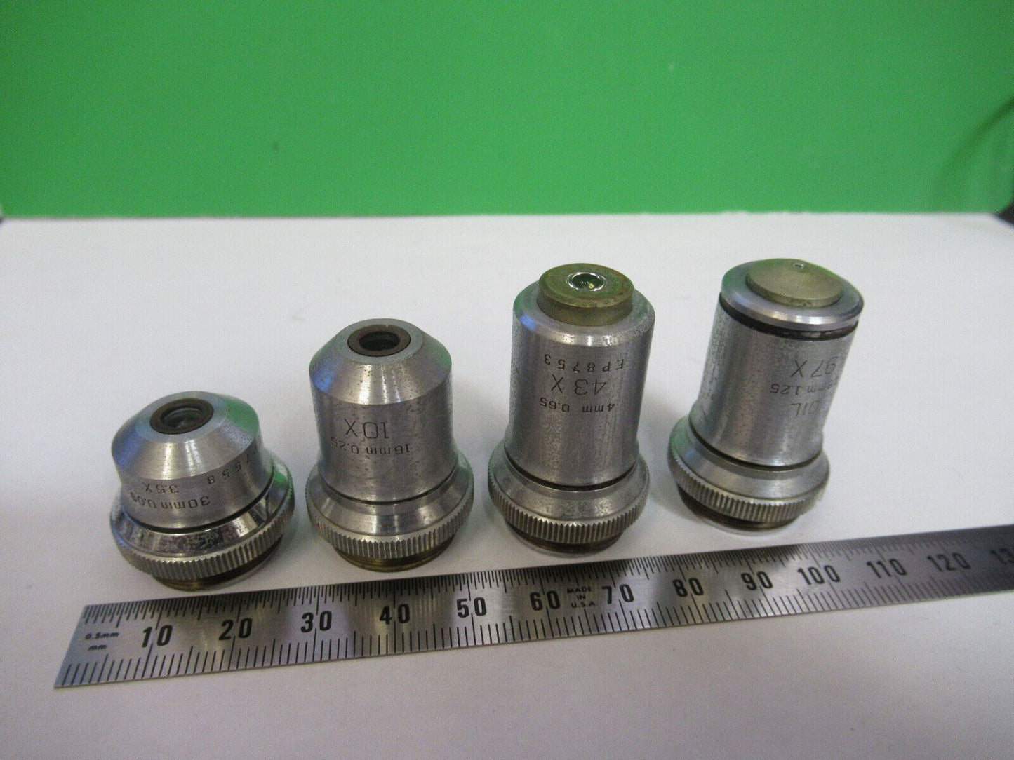 BAUSCH LOMB OBJECTIVE LOT 4 EA OPTICS MICROSCOPE PART AS PICTURED &W4-A-54