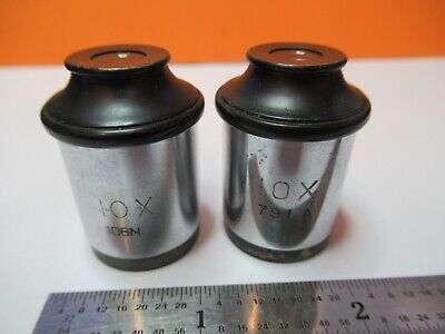 PAIR SPENCER 10X ANTIQUE EYEPIECES OPTICS MICROSCOPE PART AS PICTURED &W8-A-29