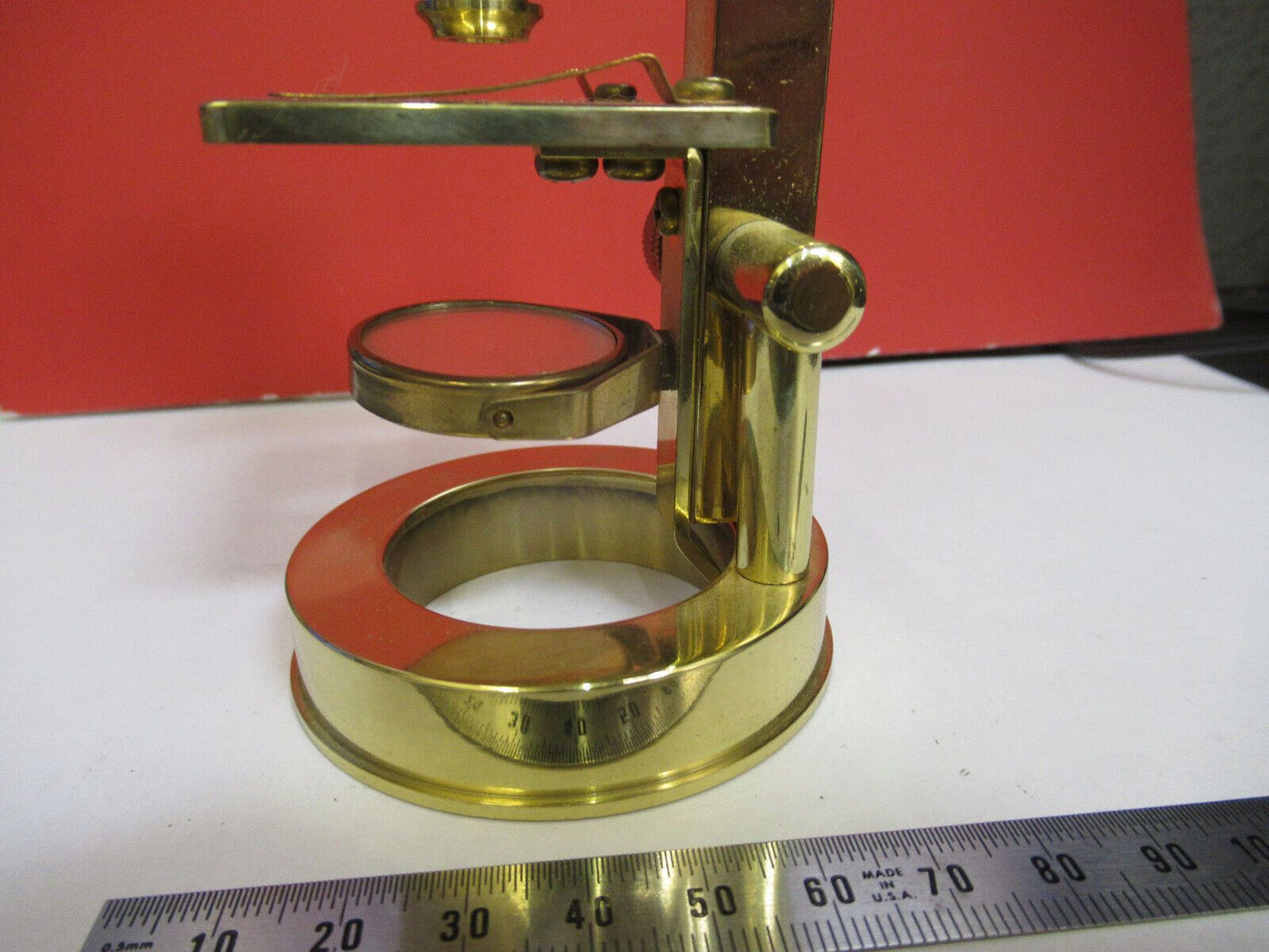 ANTIQUE DISPLAY BRASS COLLECTABLE MINI MICROSCOPE OPTICAL AS PICTURED &R3-C-31