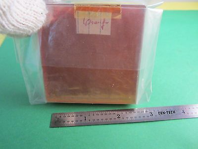 OPTICAL THICK GLASS BLOCK FILTER ORANGE COLOR OPTICS BIN#14