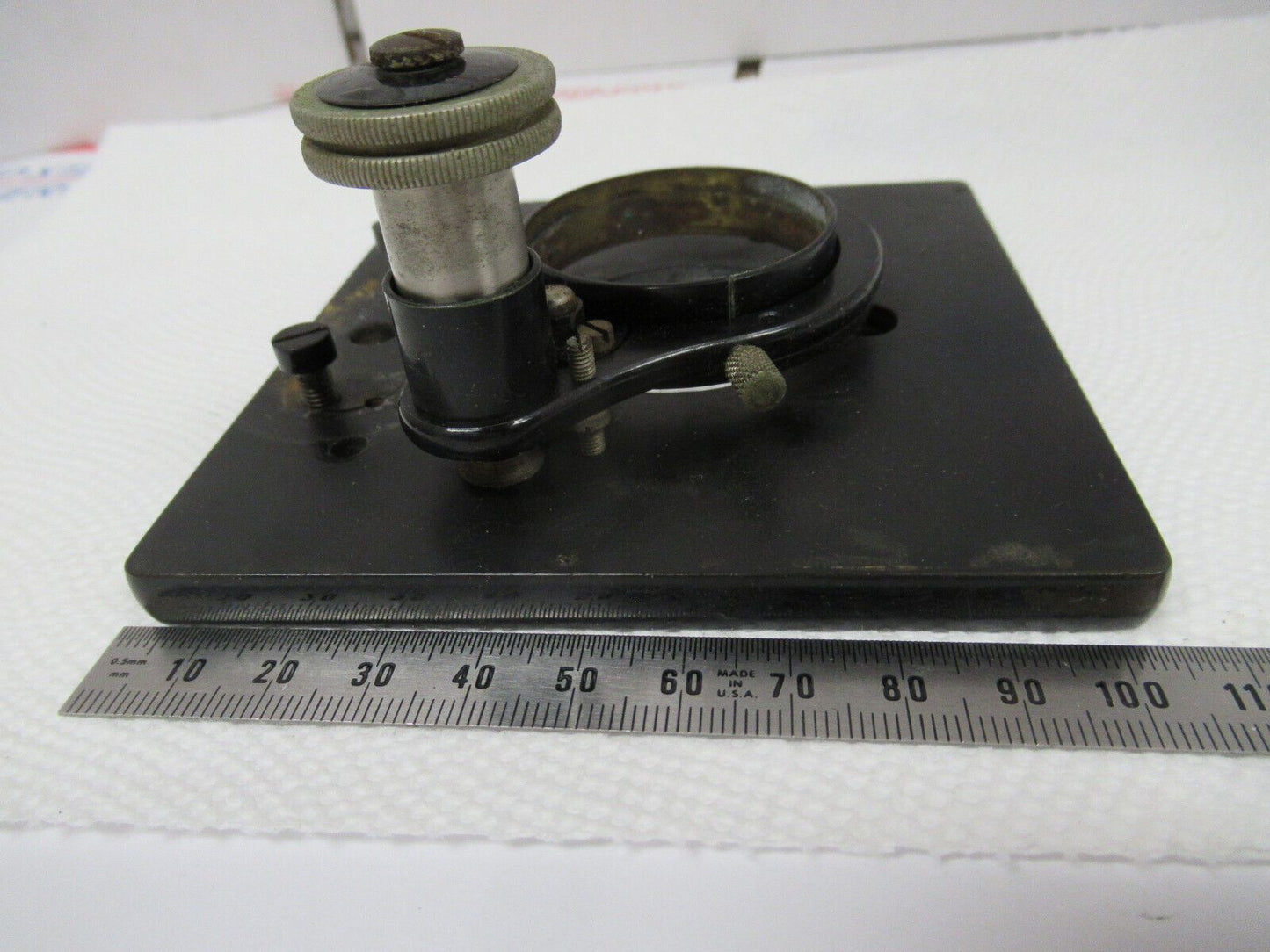 ANTIQUE BAUSCH LOMB OLD STAGE TABLE CASE MICROSCOPE PART AS PICTURED &W1-A-99