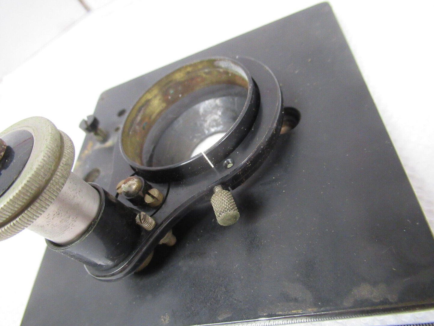 ANTIQUE BAUSCH LOMB OLD STAGE TABLE CASE MICROSCOPE PART AS PICTURED &W1-A-99