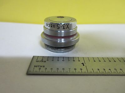 MICROSCOPE PART OBJECTIVE BECK 3.5X OPTICS AS IS BIN#34-T-28