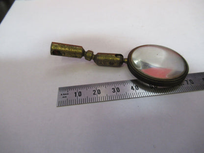 ANTIQUE BRASS FRANCE MOUNTED MAGNIFIER LENS  MICROSCOPE PART AS PICTURED 11-DT-N