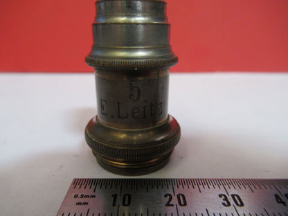 ANTIQUE  BRASS LEITZ GERMANY OBJECTIVE  "5" MICROSCOPE PART AS PICTURED G4-A-104