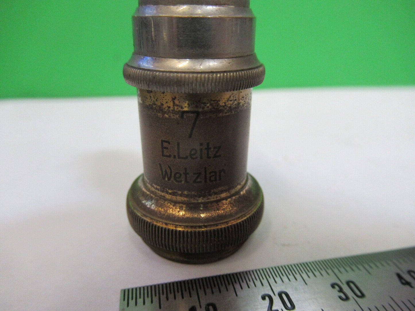 ANTIQUE BRASS OBJECTIVE "7" ERNST LEITZ MICROSCOPE PART AS PICTURED Z7-A-45