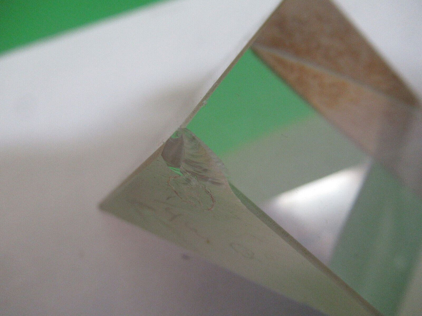 FOR PARTS OPTICAL LARGE GLASS  PRISM [chipped] OPTICS AS PICTURED W9-A-23