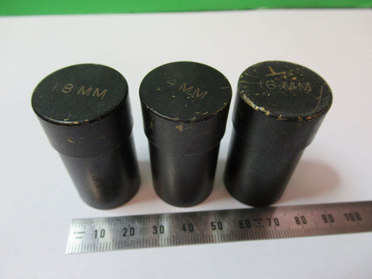 LOT 3 EA BRASS OBJECTIVE CANISTERS SPENCER MICROSCOPE PART AS PICTURED #H9-C-27