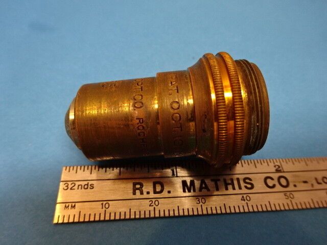 ANTIQUE BRASS MICROSCOPE PART OBJECTIVE 43X BAUSCH LOMB OPTICS AS IS  #90-46