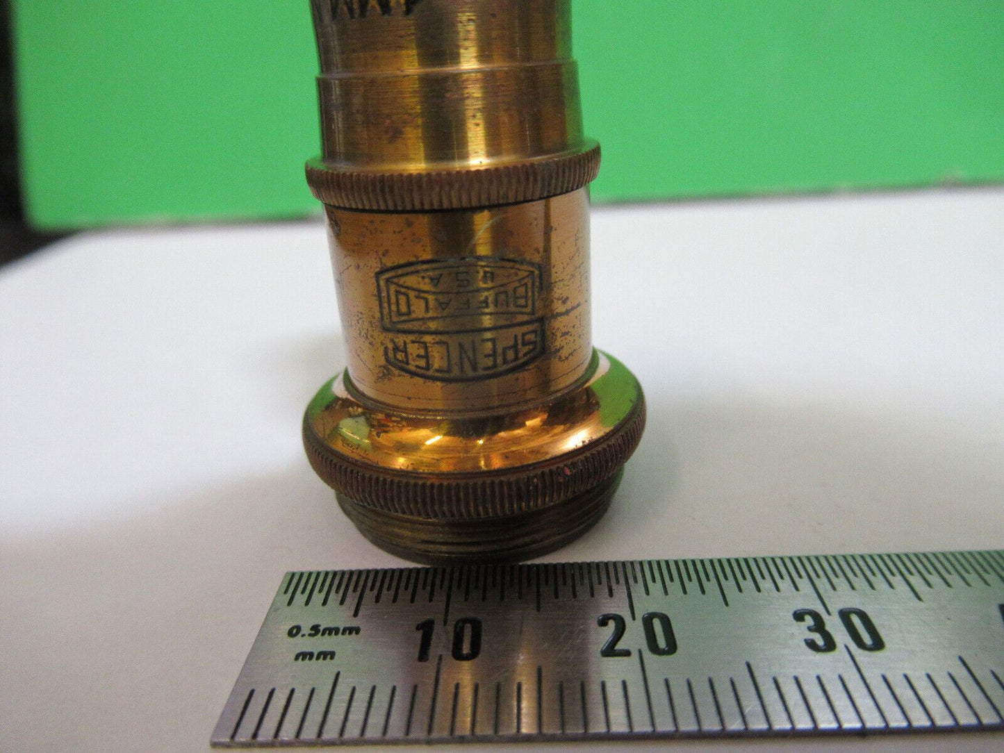 ANTIQUE BRASS SPENCER 44X 4mm OBJECTIVE MICROSCOPE AS PICTURED #H3-A-20