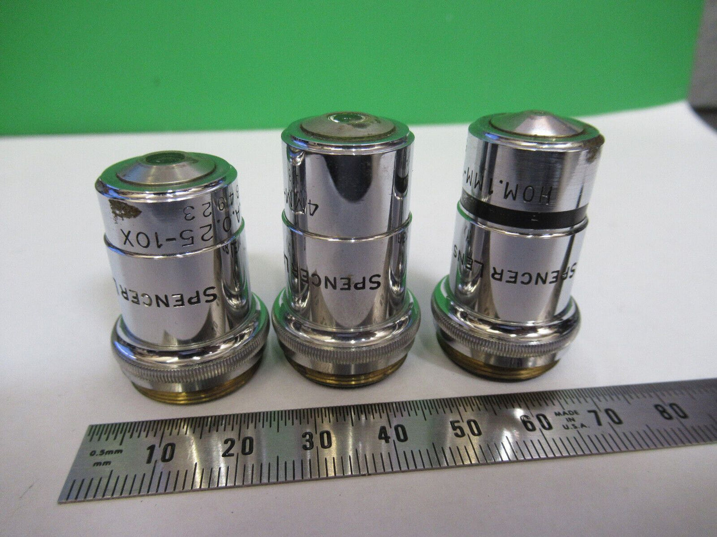 LOT OBJECTIVES LENSES VINTAGE SPENCER MICROSCOPE PART AS PICTURED &S9-B-54