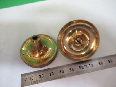 ANTIQUE ERNST LEITZ WETZLAR SET BRASS KNOBS MICROSCOPE PART AS PICTURED &Z9-A-82