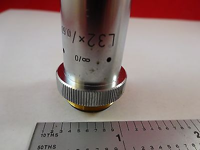 MICROSCOPE PART OBJECTIVE LEITZ WETZLAR GERMANY L32X OPTICS AS IS BIN#D8-A-04