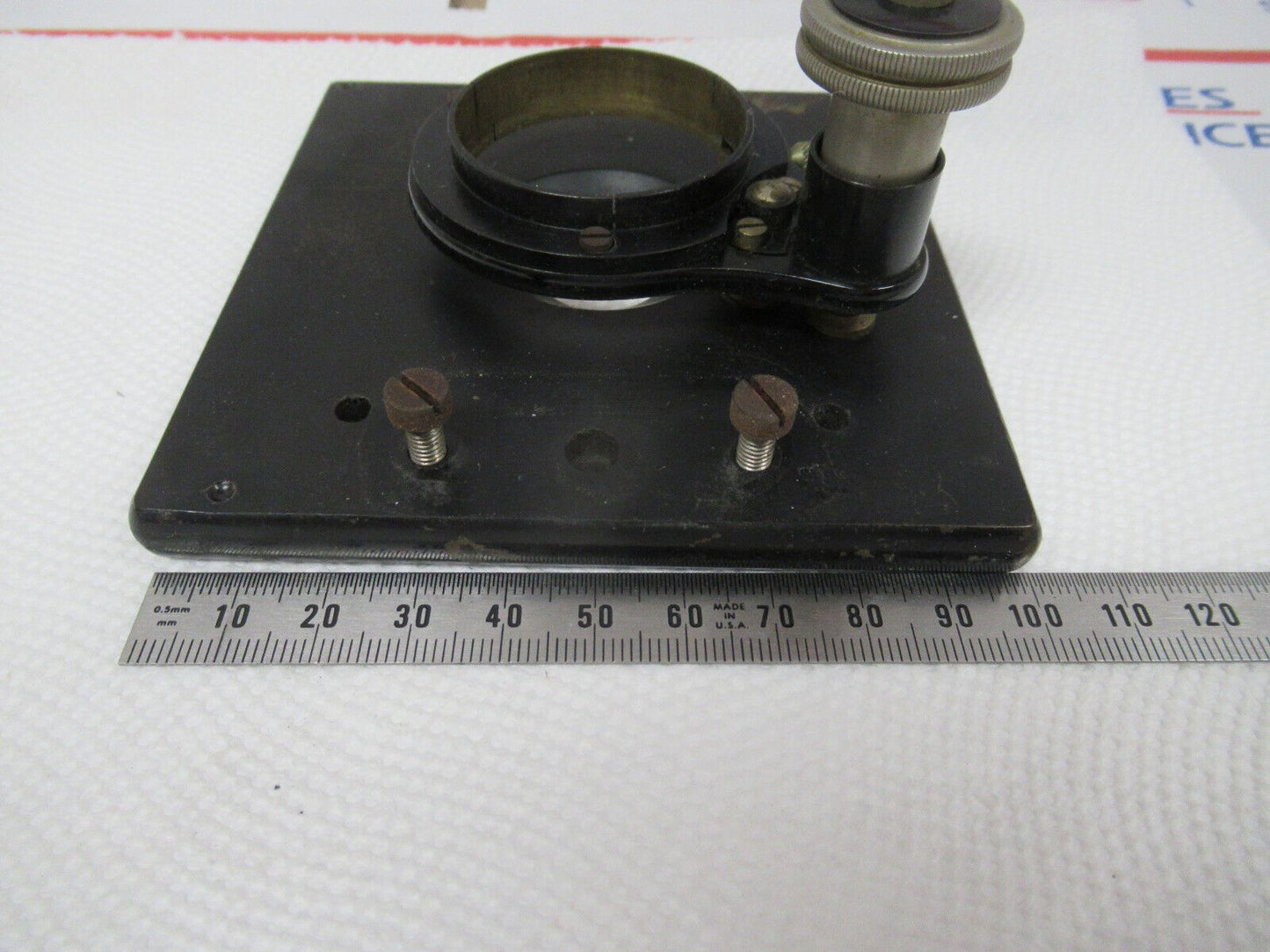 ANTIQUE BAUSCH LOMB OLD STAGE TABLE CASE MICROSCOPE PART AS PICTURED &W1-A-92