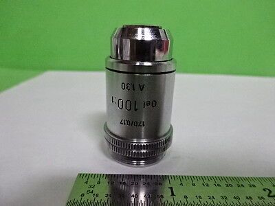 MICROSCOPE PART VINTAGE OBJECTIVE LEITZ 100X GERMANY JENA OPTICS AS IS B2-M-04