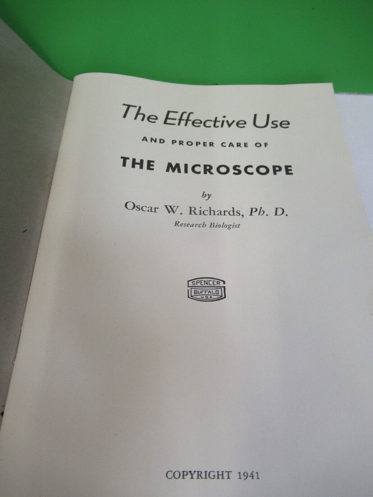 AO SPENCER BOOKLET 1941 ANTIQUE MICROSCOPE PART AS PICTURED #R1-A-90