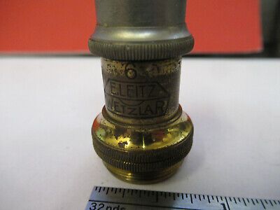 ANTIQUE ERNST LEITZ BRASS OBJECTIVE MICROSCOPE PART OPTICS AS PICTURED &13-FT-38