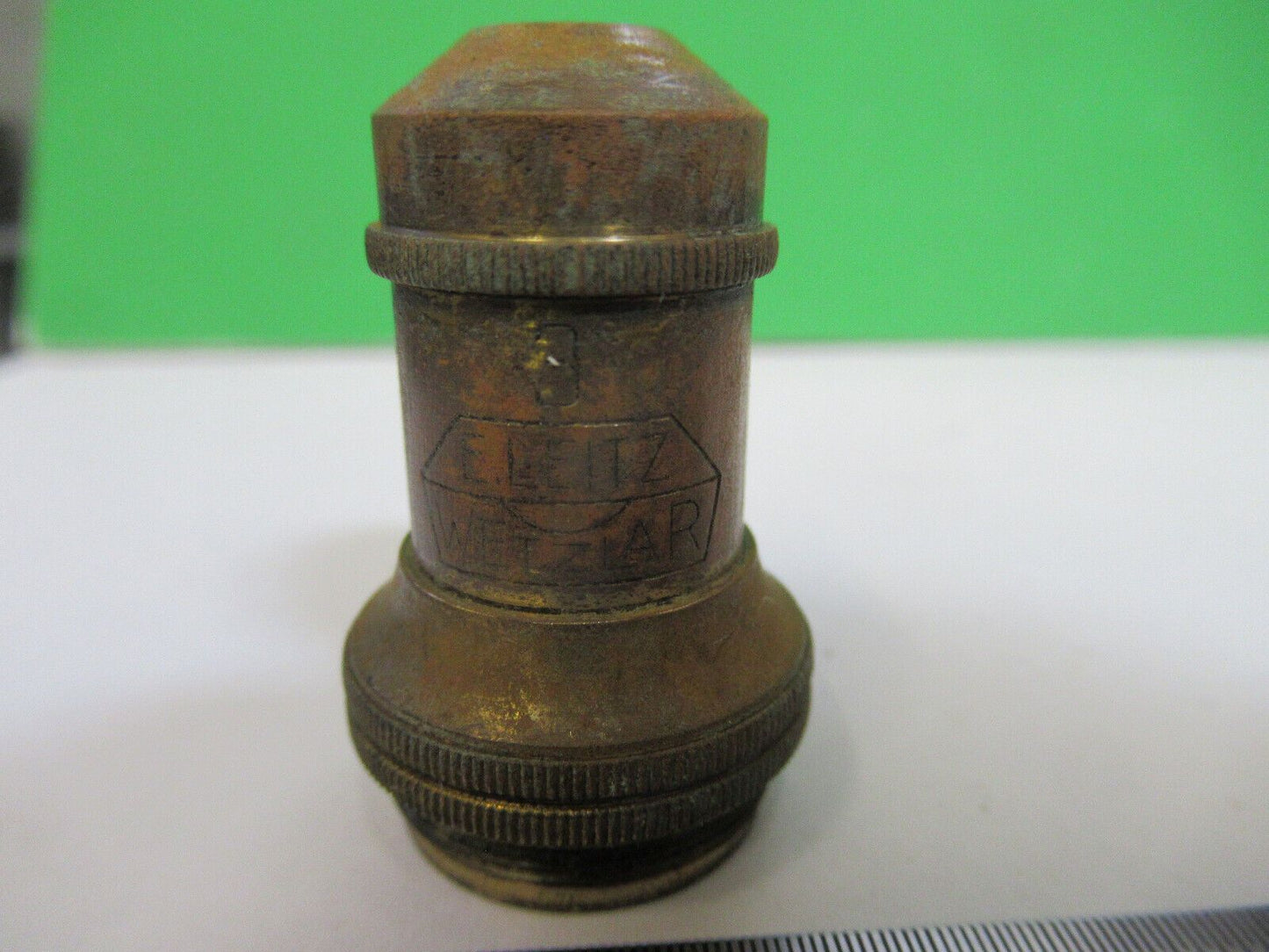 RUSTY ANTIQUE BRASS ERNST LEITZ OBJECTIVE MICROSCOPE PART AS PICTURED &H9-A-44