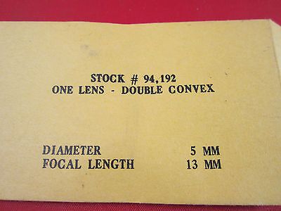 OPTICAL LENS NOS DOUBLE CONVEX DIAMETER 5 mm Focal Length 13 mm LASER OPTICS