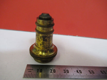 ANTIQUE BRASS KORISTKA ITALY OBJECTIVE 8 MICROSCOPE PART AS PICTURED &H9-B-58