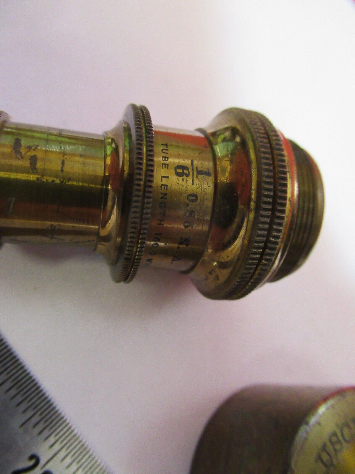 ANTIQUE BRASS BAUSCH LOMB OBJECTIVE  1/6 MICROSCOPE PART AS PICTURED G4-A-57