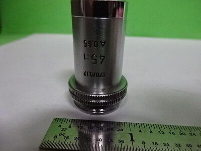 MICROSCOPE PART OBJECTIVE LEITZ WETZLAR GERMANY 45X OPTICS AS IS #AE-17