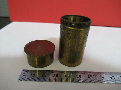 ANTIQUE BAUSCH LOMB BRASS EMPTY OBJECTIVE CAN MICROSCOPE PART AS PIC &nB7-A-28