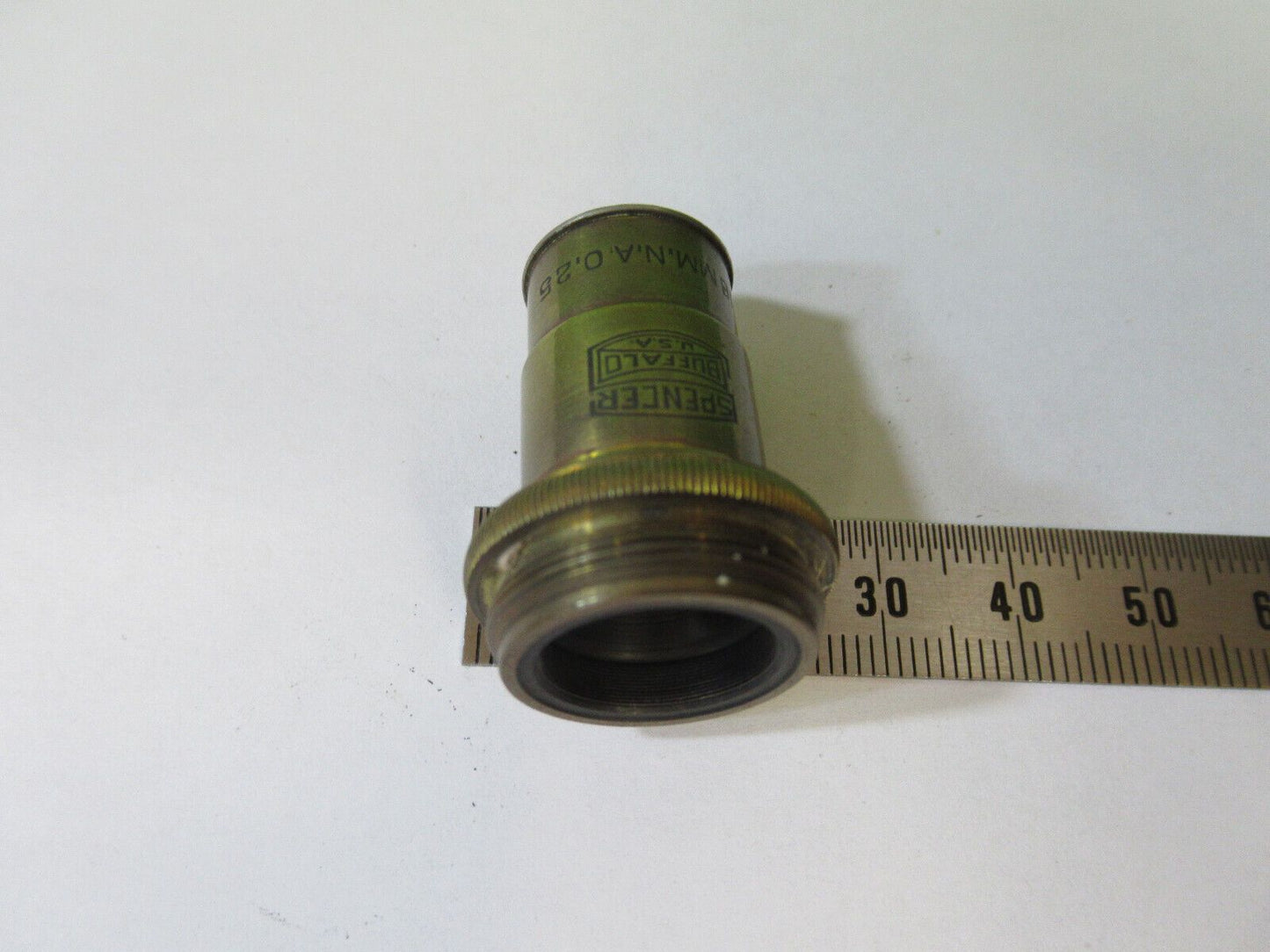 ANTIQUE BRASS 10X SPENCER OBJECTIVE LENS MICROSCOPE PART AS PICTURED #22-A-58