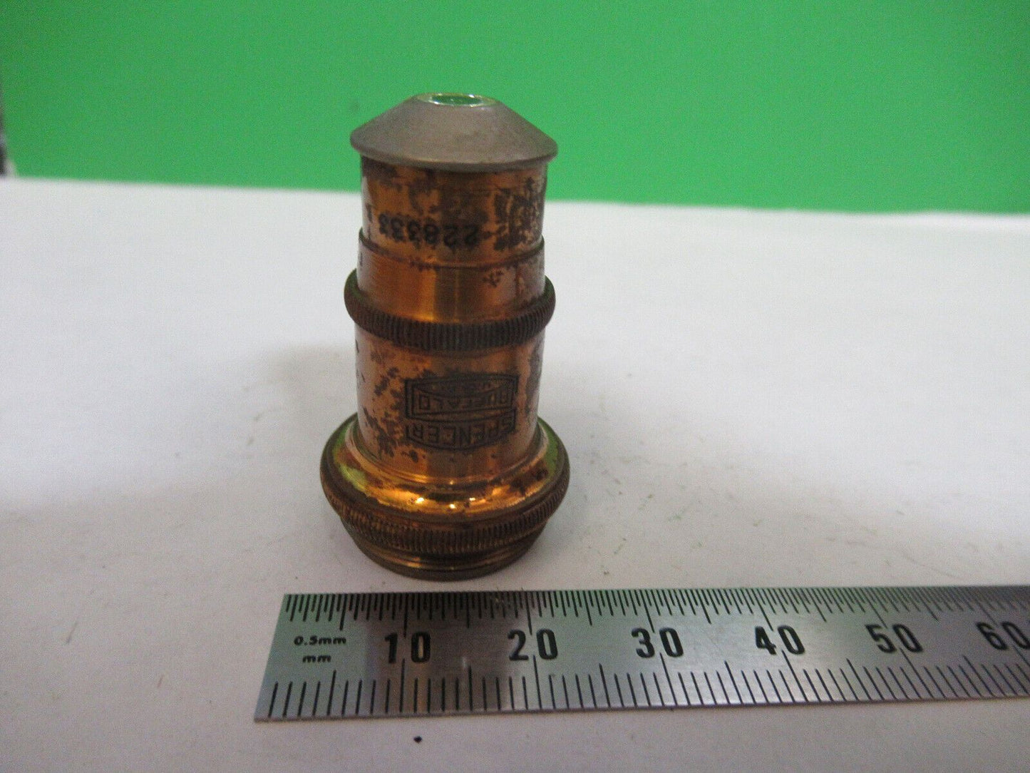 ANTIQUE BRASS SPENCER OBJECTIVE LENS OPTICS MICROSCOPE PART AS PICTURED Z1-A-135