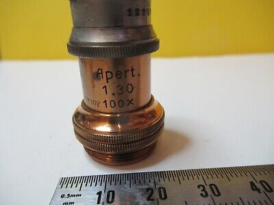 ANTIQUE OBJECTIVE BRASS LEITZ 1/12 OPTICS MICROSCOPE PART AS PICTURED &14-C-26