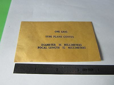 OPTICAL PLANO CONVEX LENS 16 mm DIAMETER FL 52 mm LASER OPTICS BIN#34