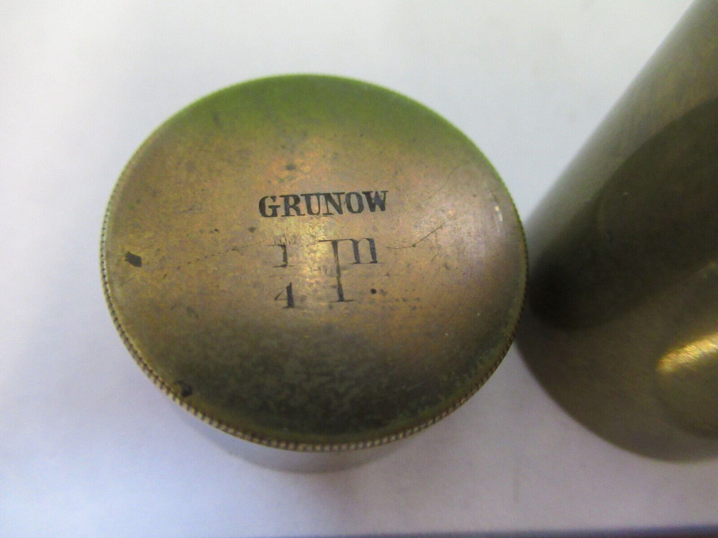 ANTIQUE BRASS GRUNOW RARE EMPTY OBJECTIVE CANISTER AS PICTURED &R9-B-06