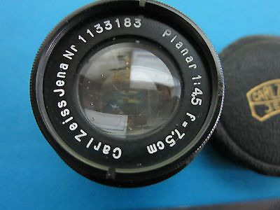 RARE MICROSCOPE OBJECTIVE LENS CARL ZEISS JENA GERMANY PLANAR 4.5X 7.5cm OPTICS