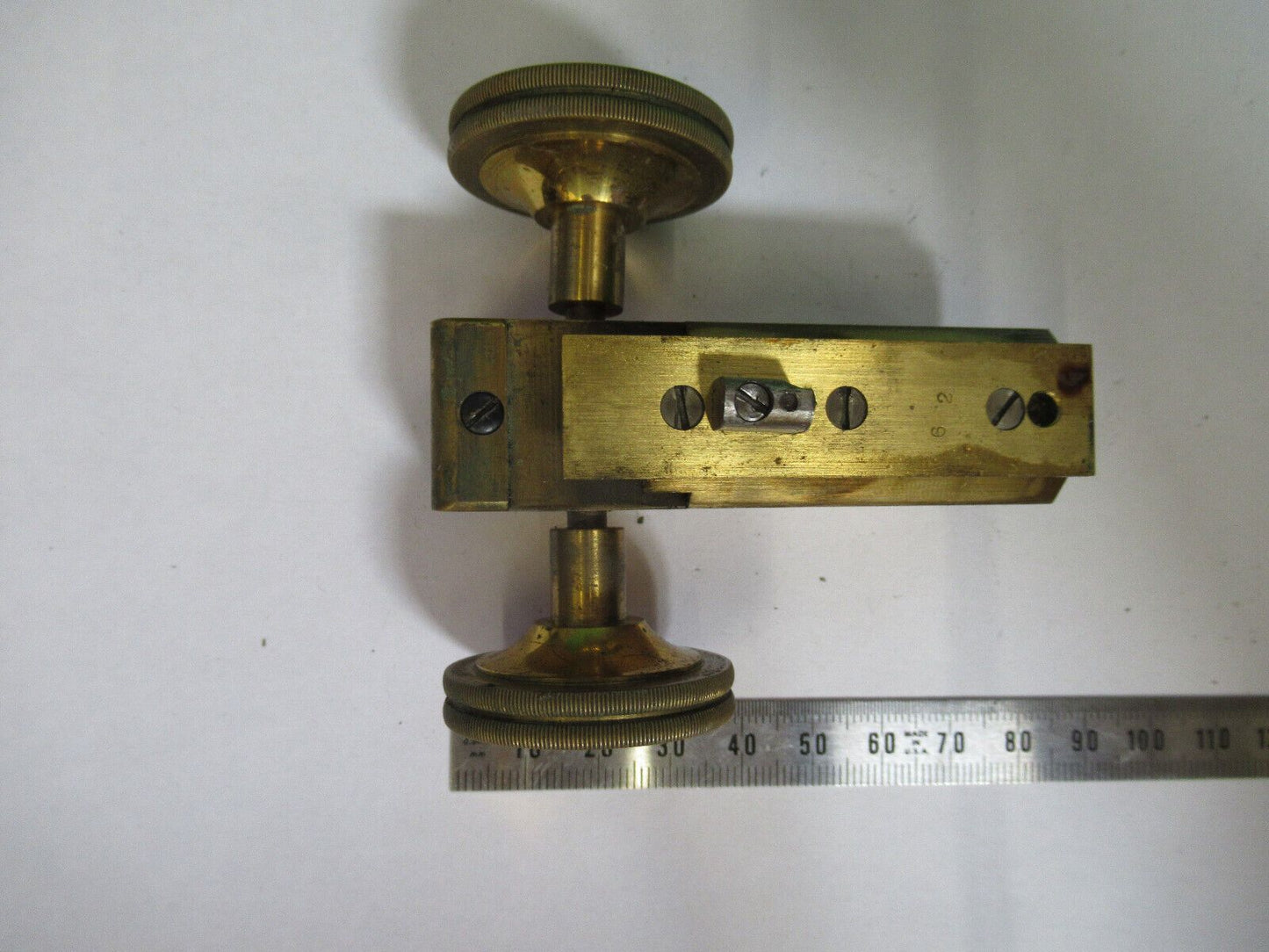 AO SPENCER BRASS SUBSTAGE KNOBS ANTIQUE MICROSCOPE PART AS PICTURED &H7-B-23